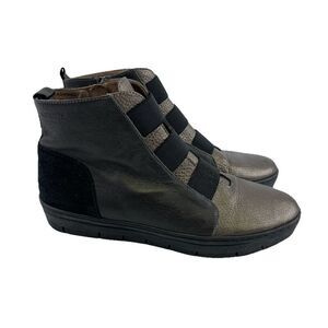 Wonders Leather Ankle Boots Flat Zip Bronze Metallic Comfort Womens 37 US 6.5